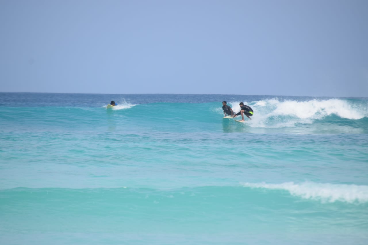 Clean reef wave peeling across a Lakshadweep break